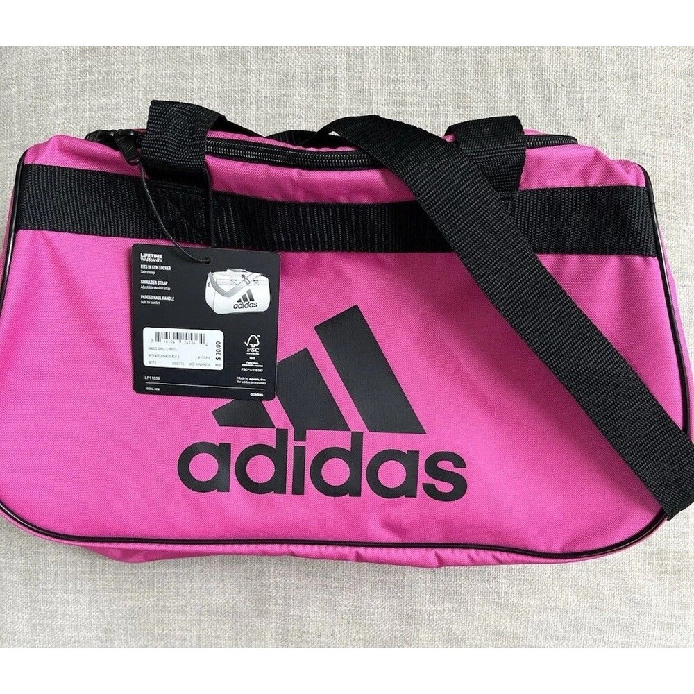 Adidas Duffel Gym Bag Adjustable Strap16x9x10 Pink Black Sports Travel Gorpcore